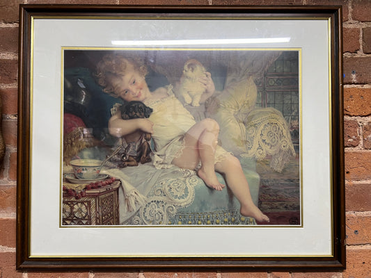 Vintage Framed Print, Playmates by Emile Munier from the Pears Annual