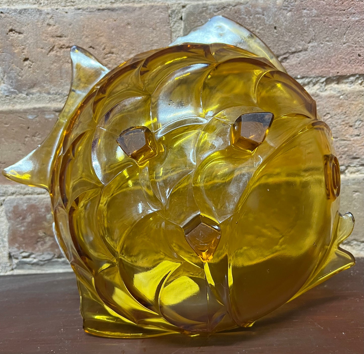 Unusual Amber Glass Fish Bowl
