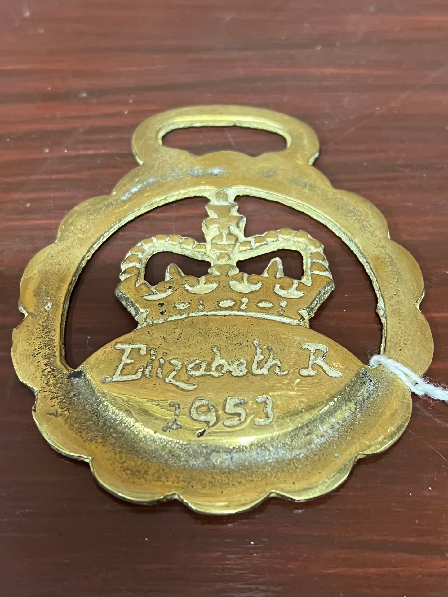 Vintage Horse Brass, Buckle, Collectable, Queen Elizabeth R 1953, Royal