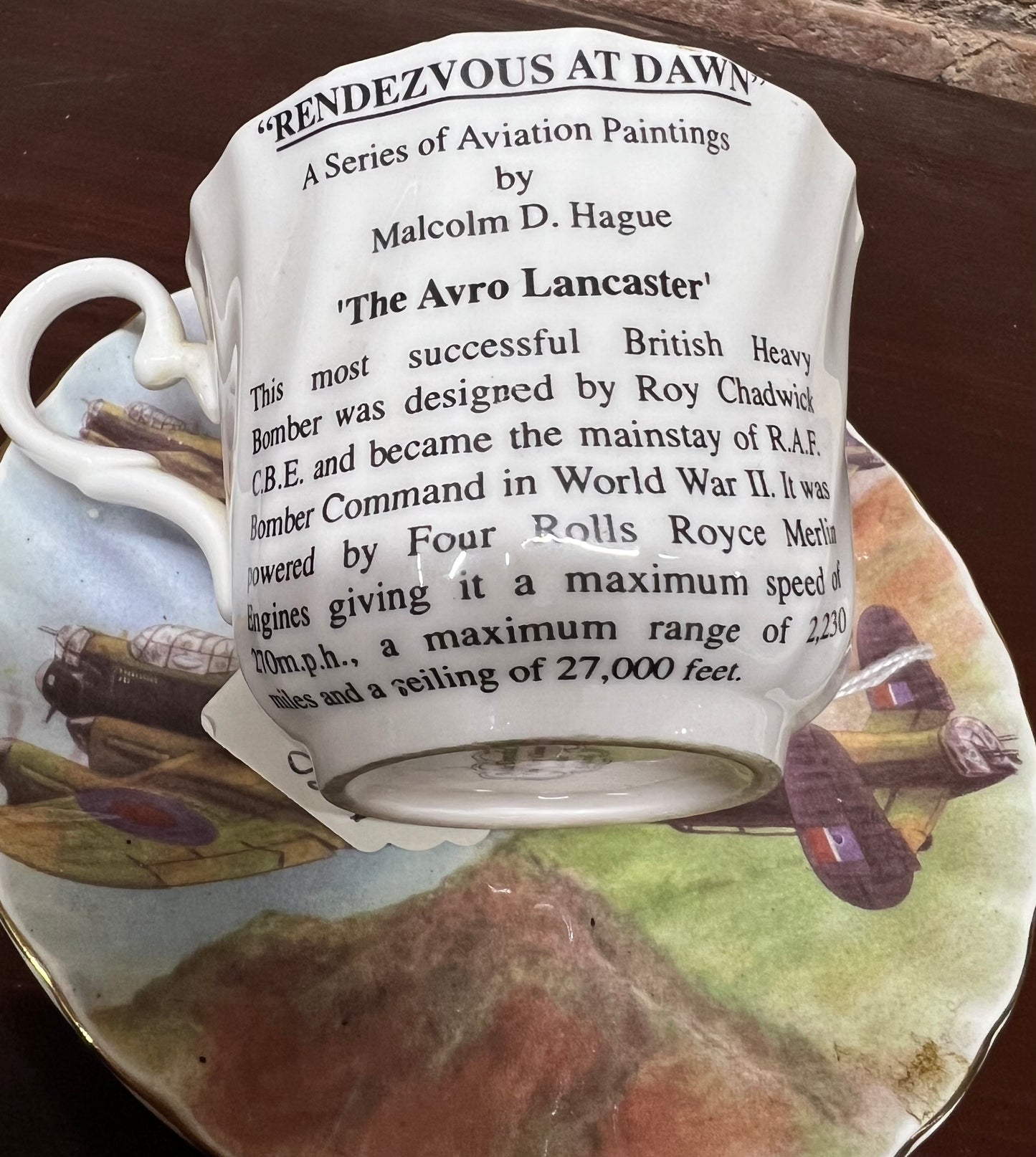 Vintage MacDonald Fine Bone China V E Day Cup & Saucer The Avro Lancaster 1945