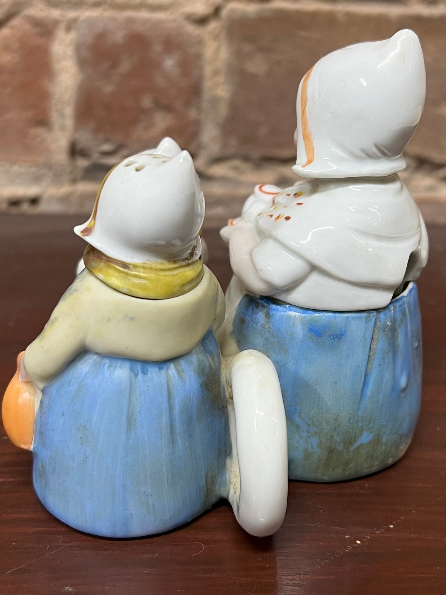 Vintage Lustre Cruet Set, 3 Danish Ladies, Salt, Pepper, Mustard