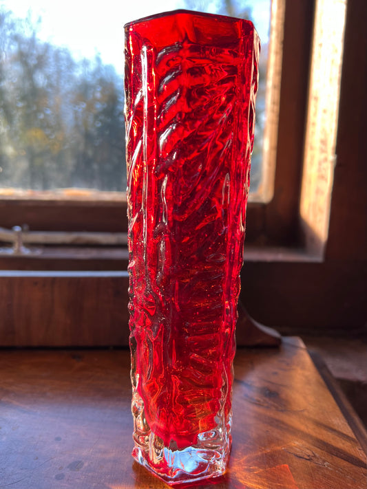 Small Red Decorative Glass Bud Vase