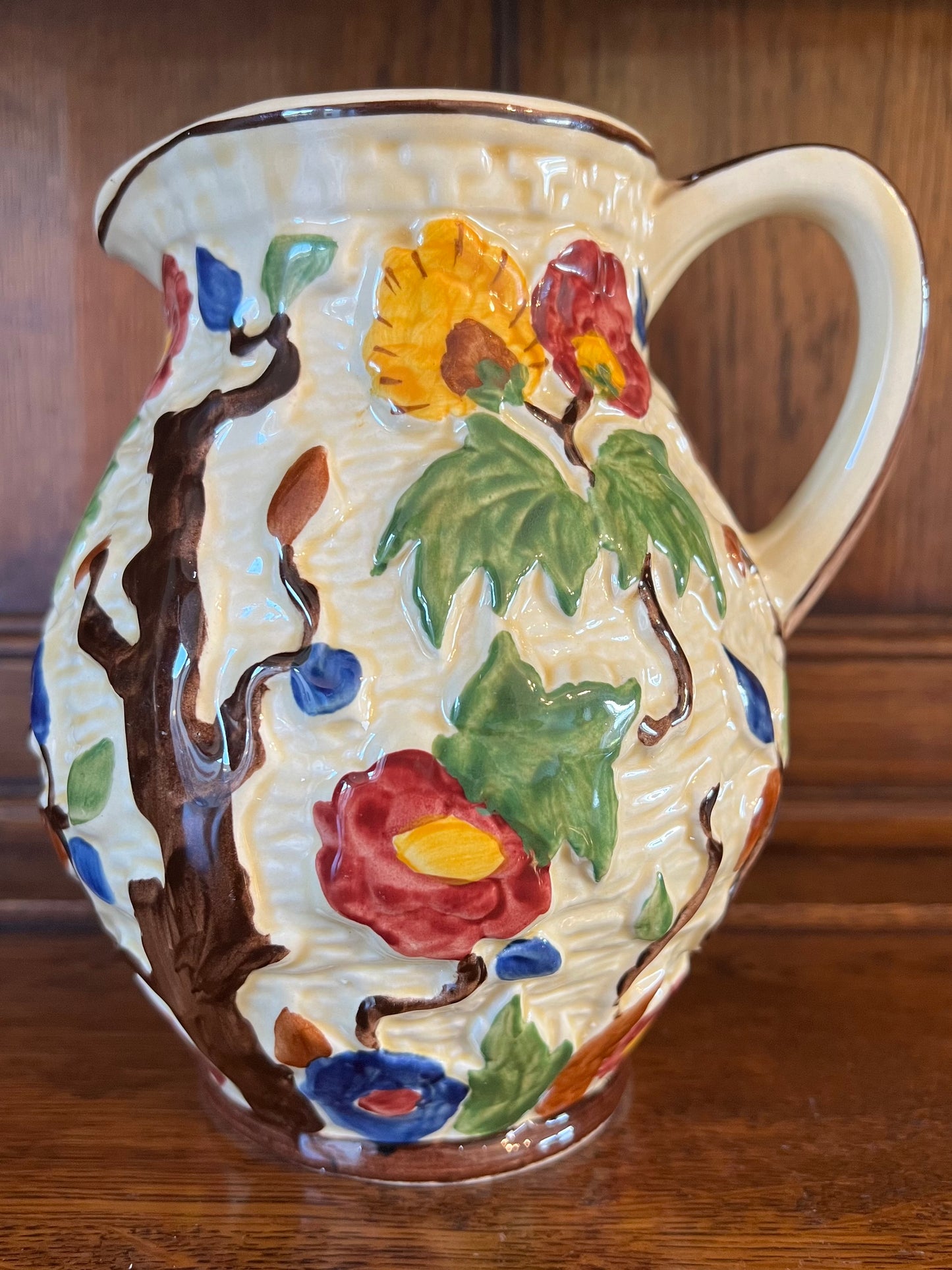 Hand Painted Indian Tree Jug - Tony Wood - Staffordshire, England