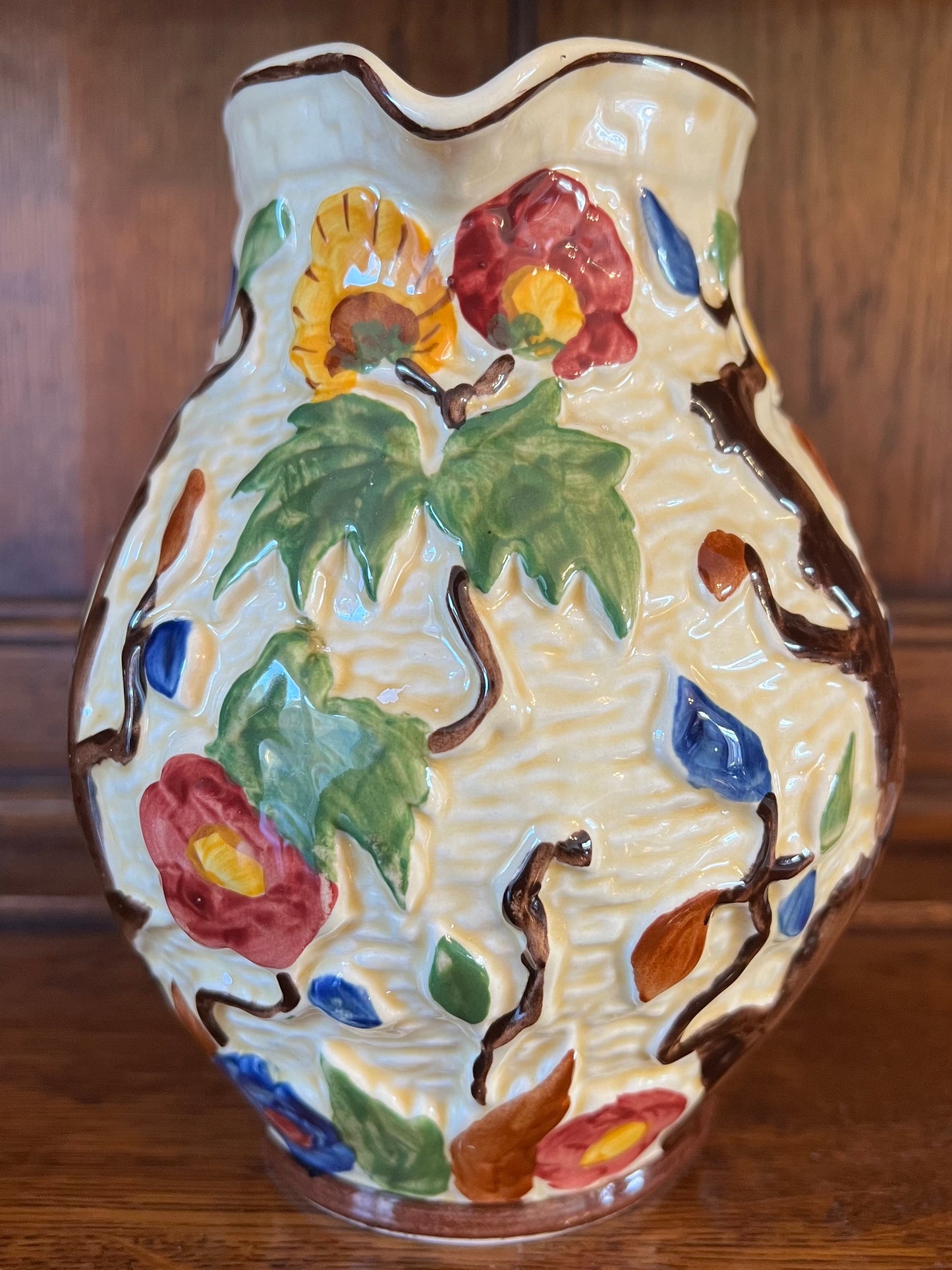 Hand Painted Indian Tree Jug - Tony Wood - Staffordshire, England