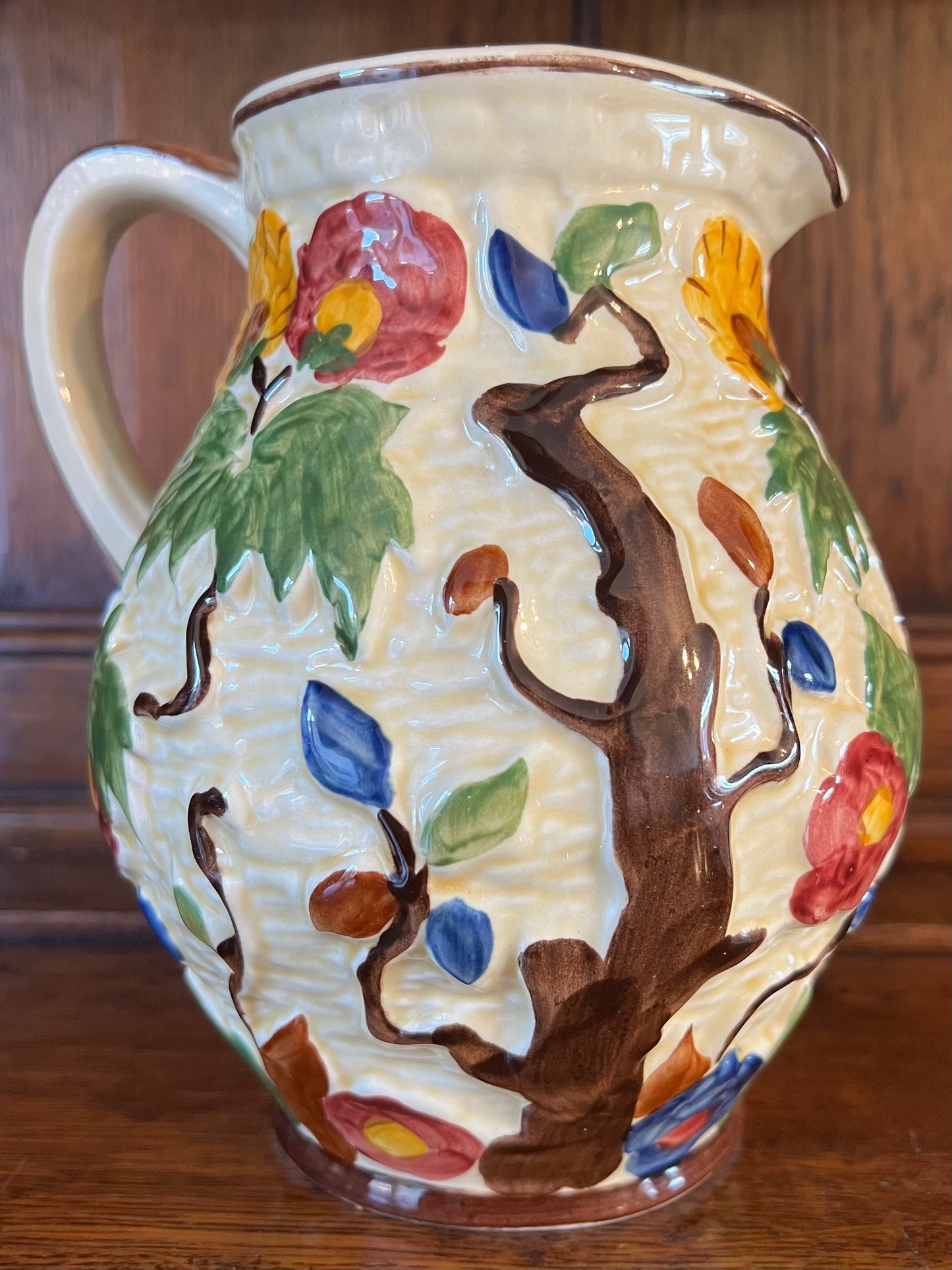 Hand Painted Indian Tree Jug - Tony Wood - Staffordshire, England