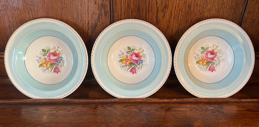 Set of 3 Wood & Sons Ltd Blue Floral Bowls Dinner Bowl