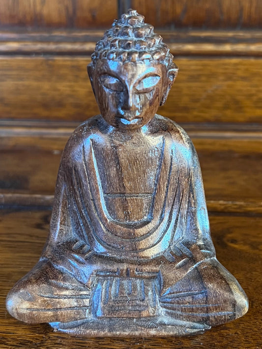 Religious Wooden Figurine Brown Wood Decorative Ornament Detailed Carved