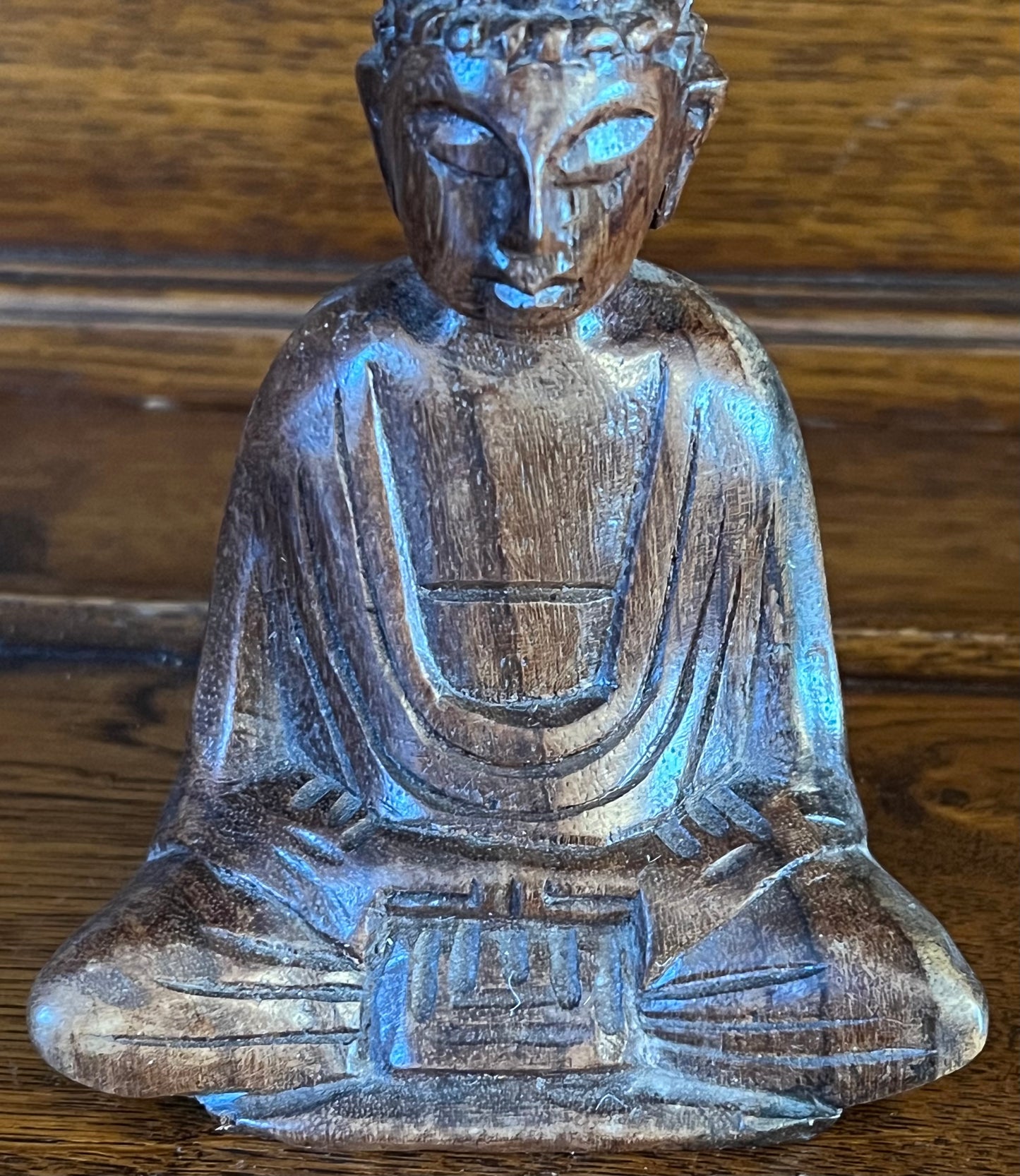 Religious Wooden Figurine Brown Wood Decorative Ornament Detailed Carved