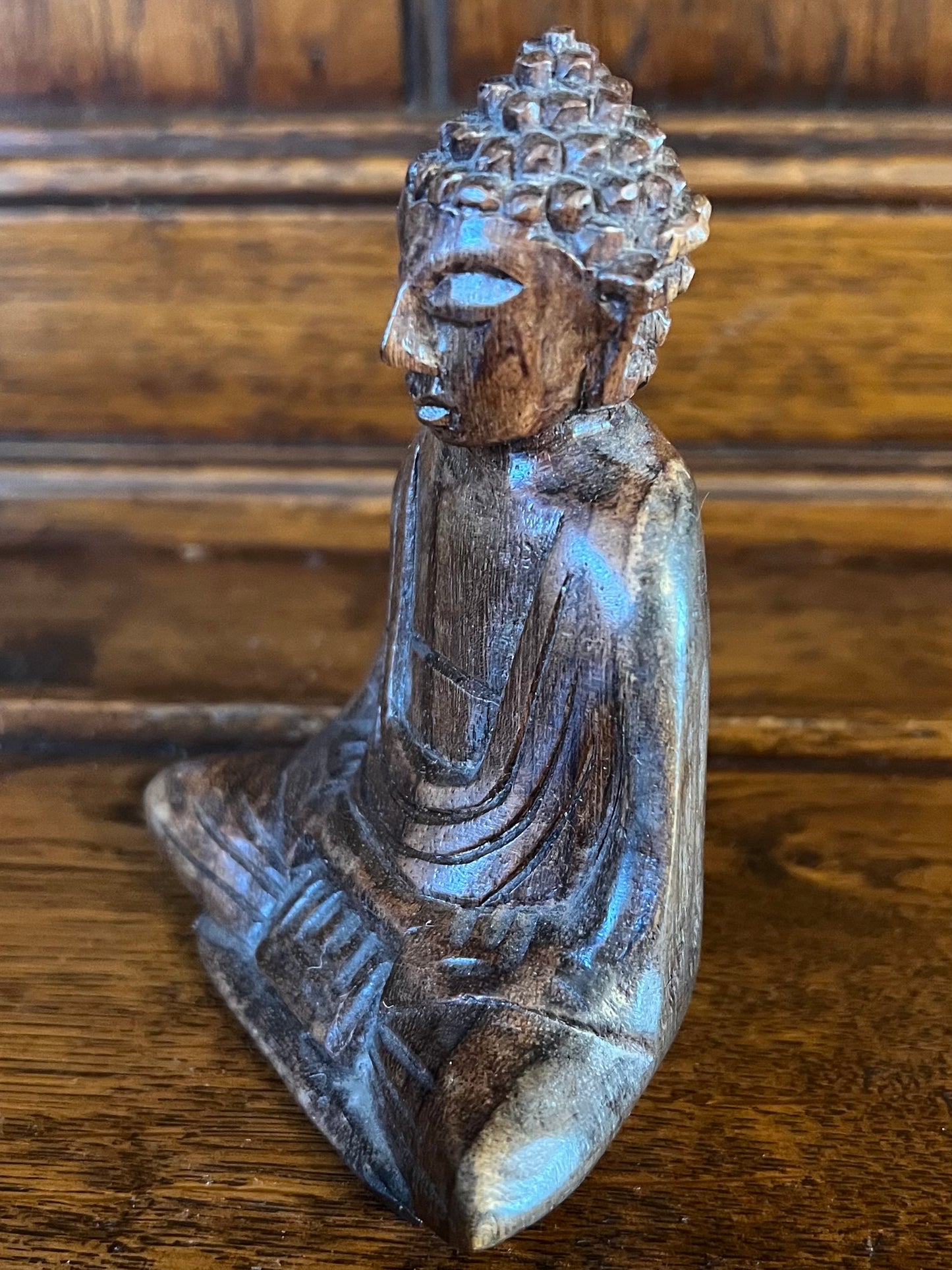 Religious Wooden Figurine Brown Wood Decorative Ornament Detailed Carved