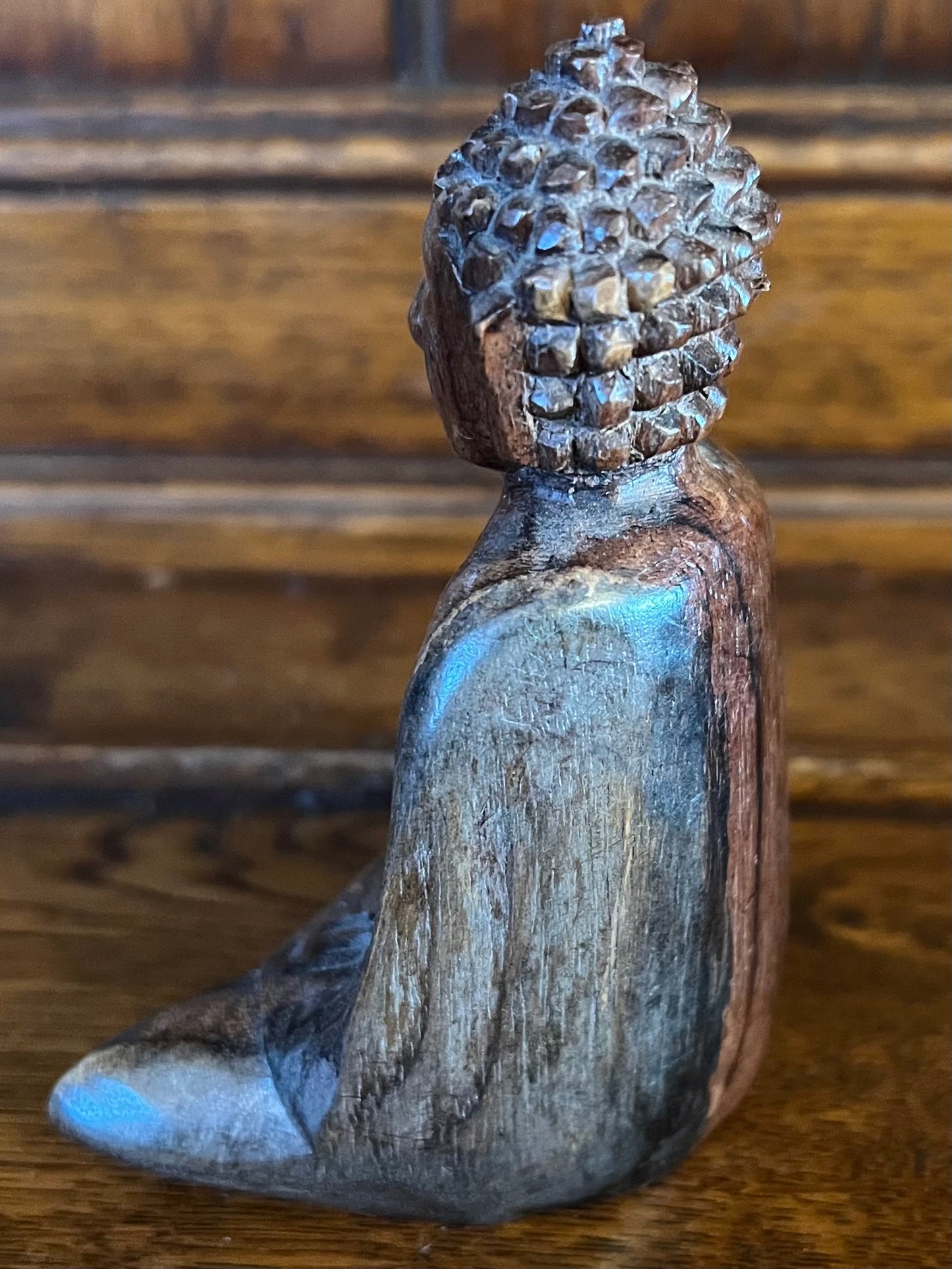 Religious Wooden Figurine Brown Wood Decorative Ornament Detailed Carved