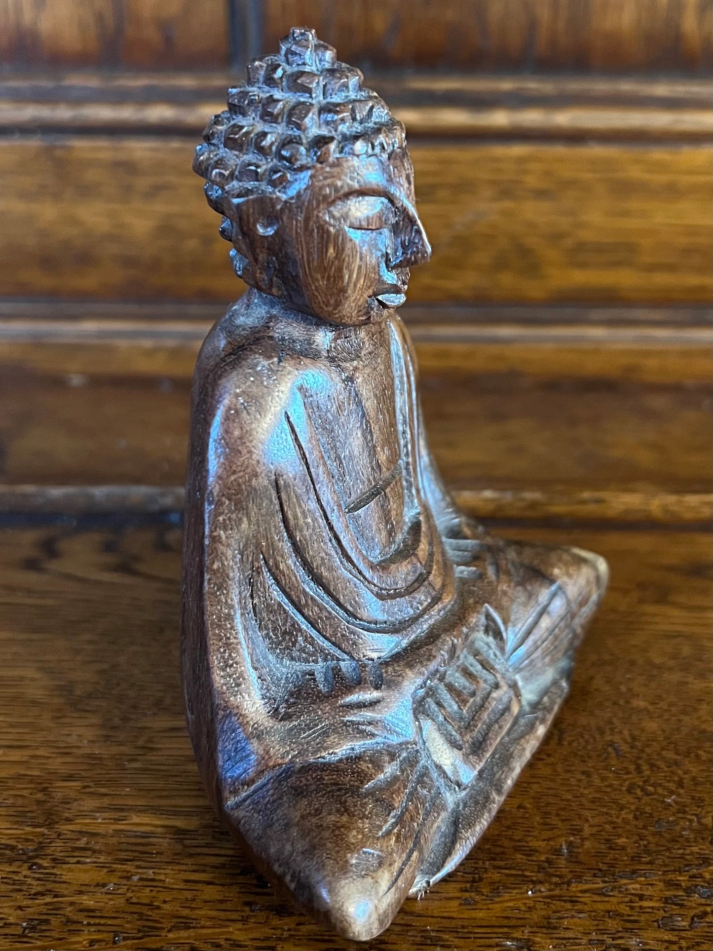 Religious Wooden Figurine Brown Wood Decorative Ornament Detailed Carved