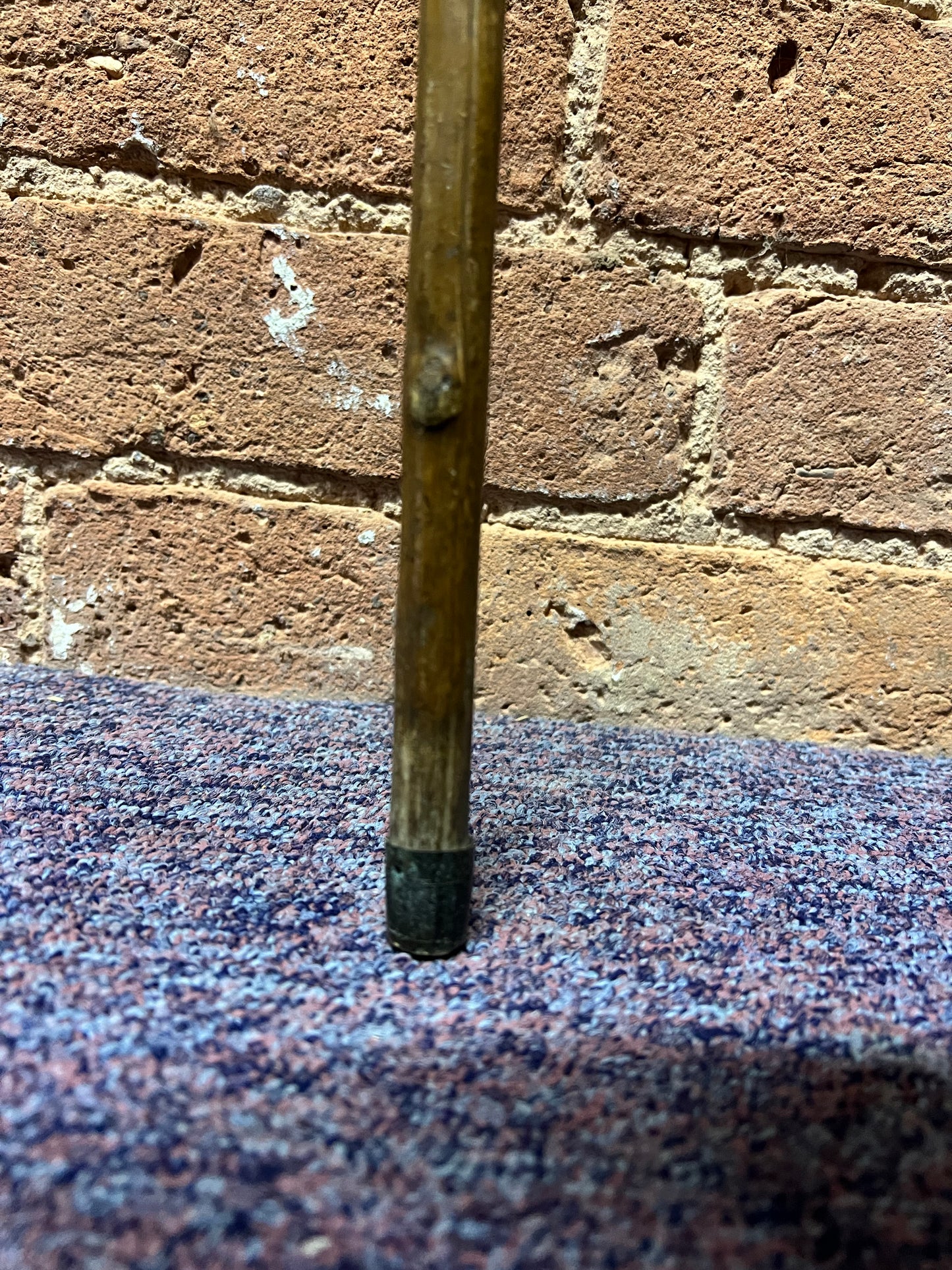 Dark Wooden Brown Thin Walking Stick with Crook Handle Brown