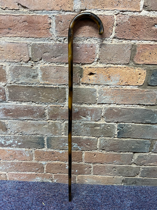 Two Tone Wooden Walking Stick Light Dark Brown with Crook Handle