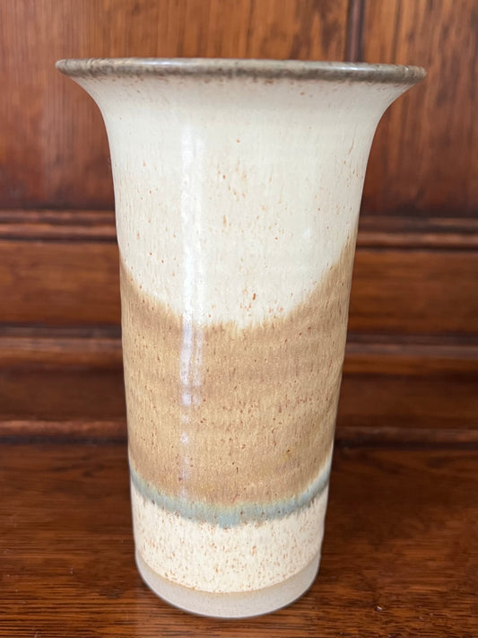 Vintage Ingleton Pottery Stoneware Vase Cream Brown Stone Small