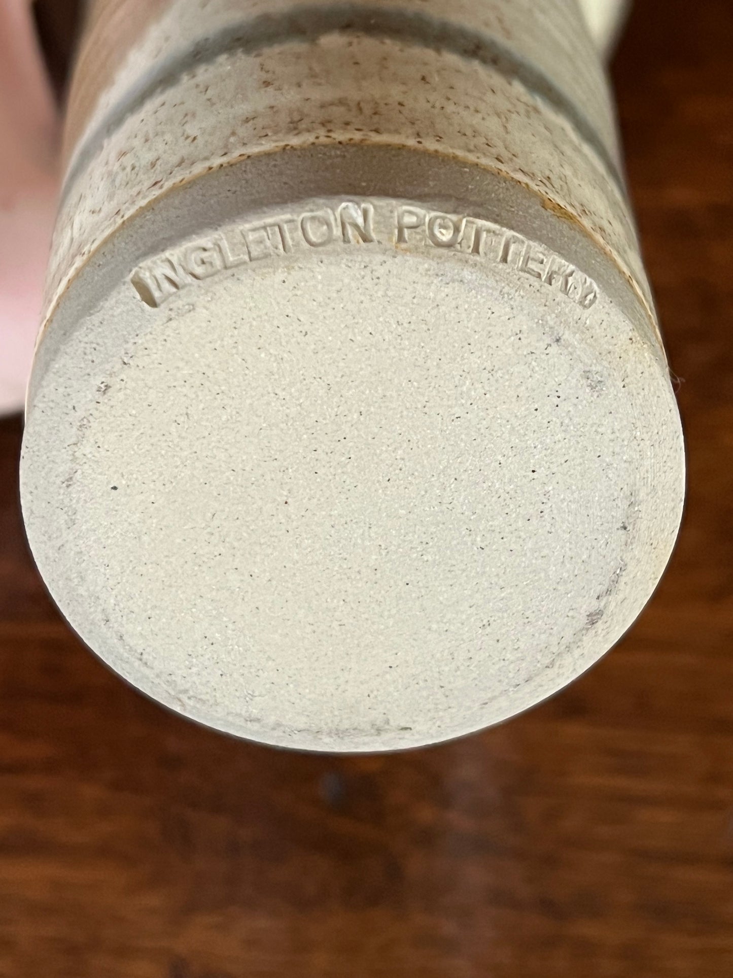 Vintage Ingleton Pottery Stoneware Vase Cream Brown Stone Small