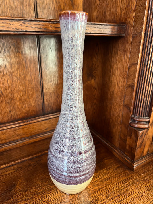 Purple & Cream Tall Thin Bud Vase