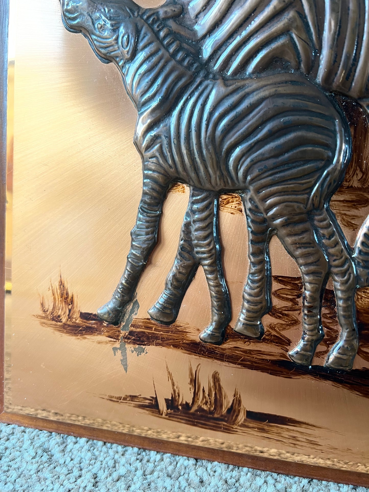 Pure Copper African Zebra Wall Art Plaque 3D Hand Made in Ireland Macawan