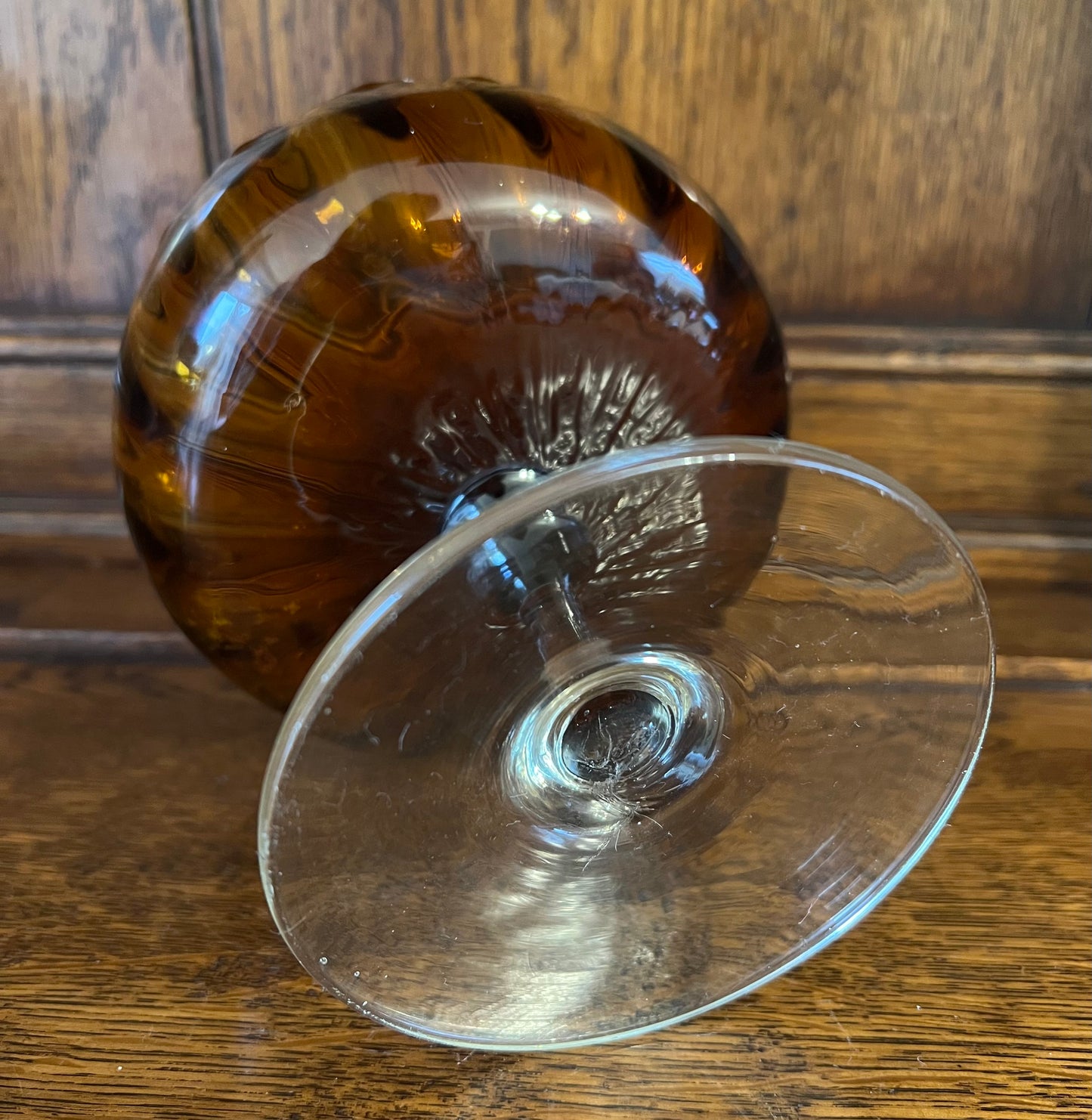 Amber Float Bowl Dessert Dish Small Clear Glass Stem
