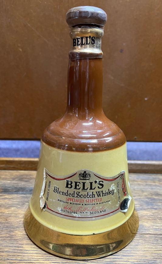 Vintage Wade Bells Blended Scotch Whiskey Bell Shaped Ceramic Bottle Rare Label