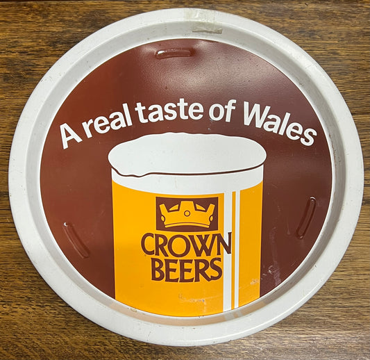 Vintage Crown Beers Real Taste of Wales Metal Drinks Tray