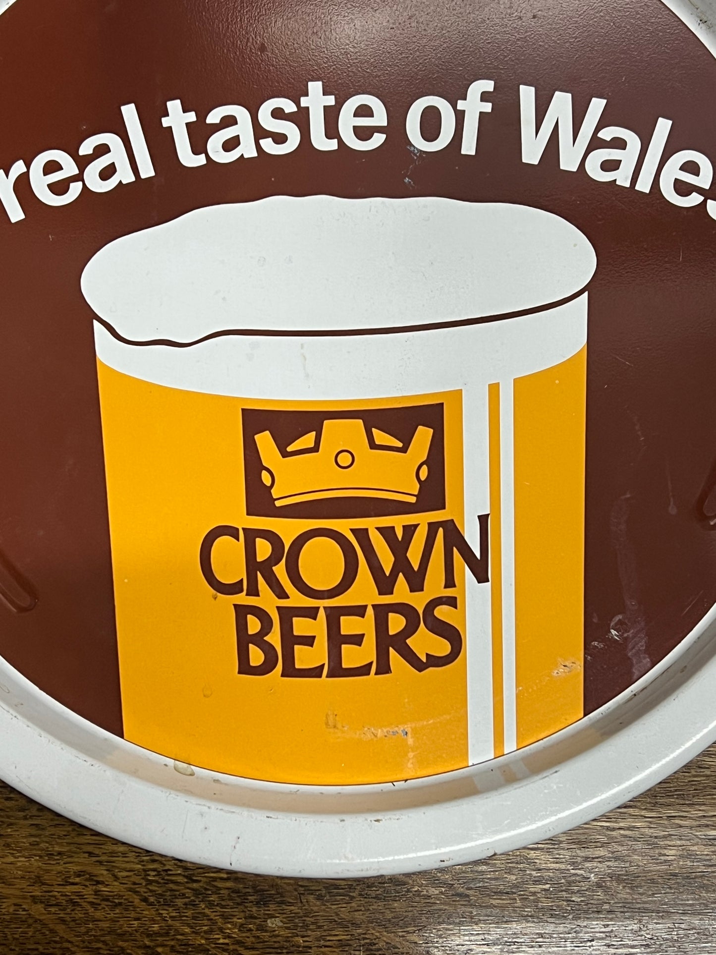 Vintage Crown Beers Real Taste of Wales Metal Drinks Tray