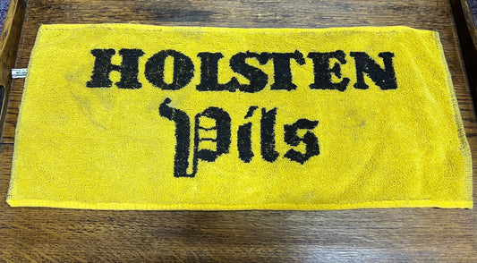 Holsten Pils Lager Bar Towel Yellow Collectible Man Cave Pub Bar Beer Garden
