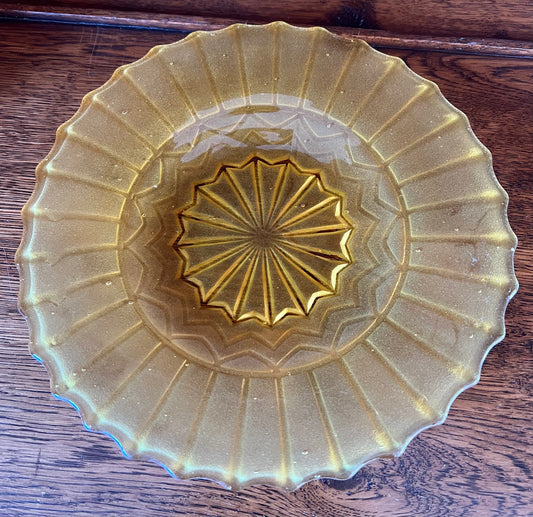 Vintage Art Deco Style Amber Depression Glass Plate