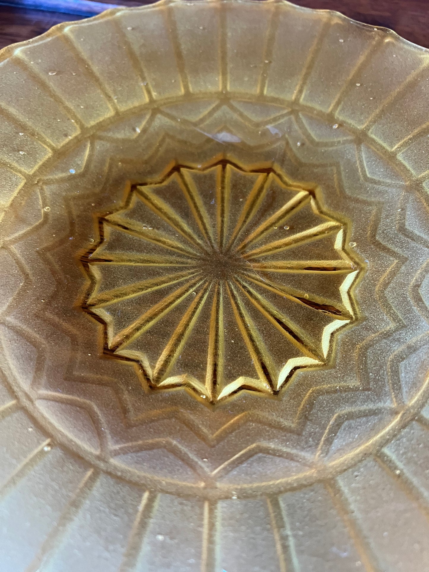 Vintage Art Deco Style Amber Depression Glass Plate