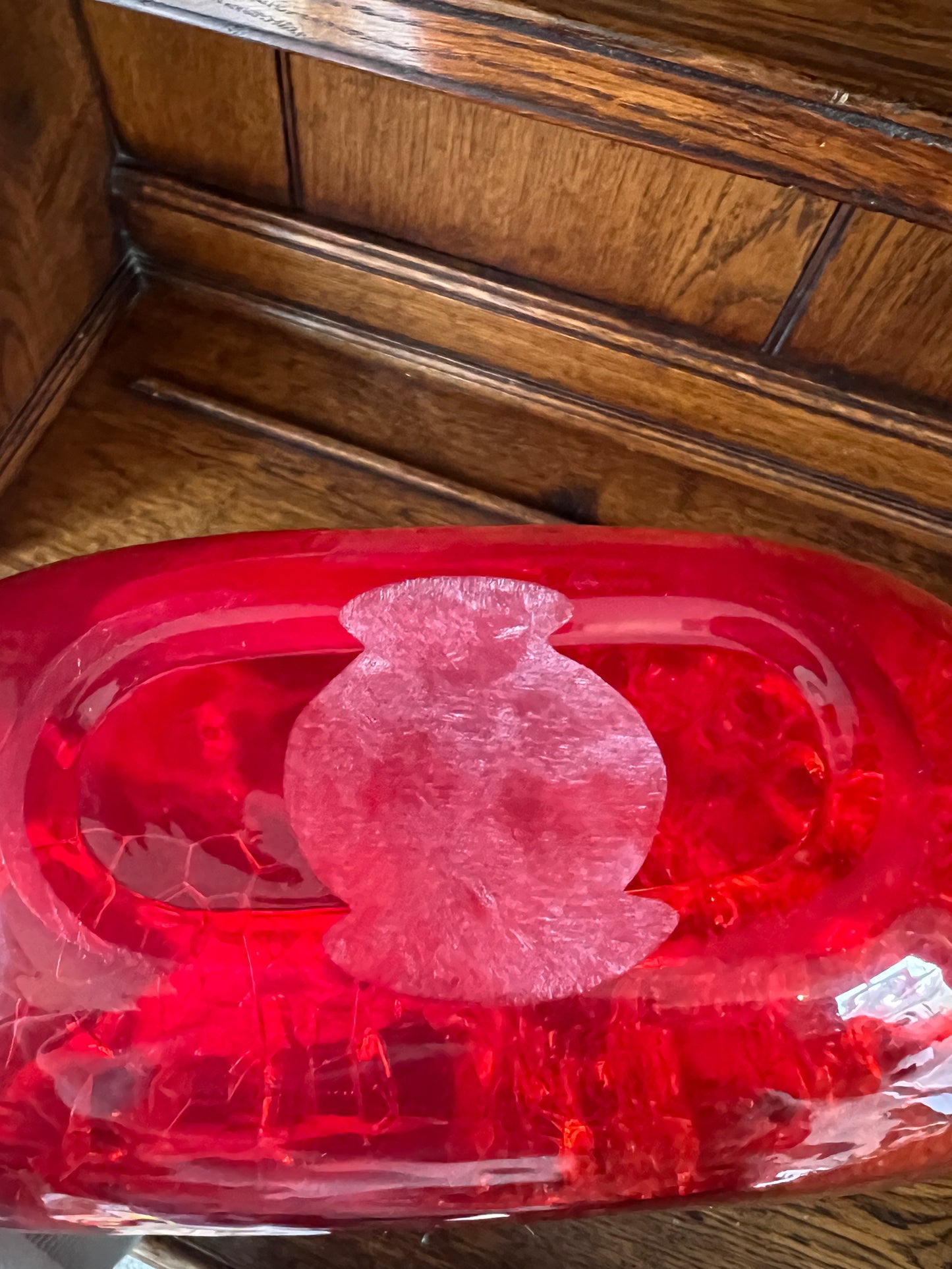 Vintage Red Patterned Hand Blown Vase Unusual