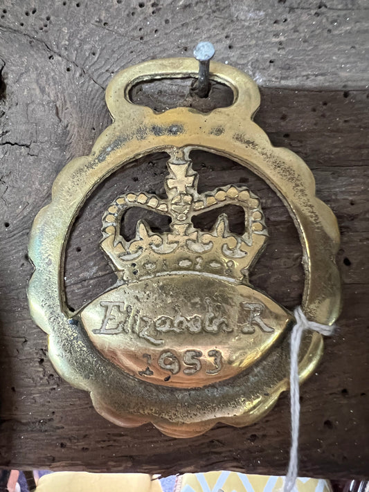 Vintage Horse Brass Elizabeth R 1953 Collectable
