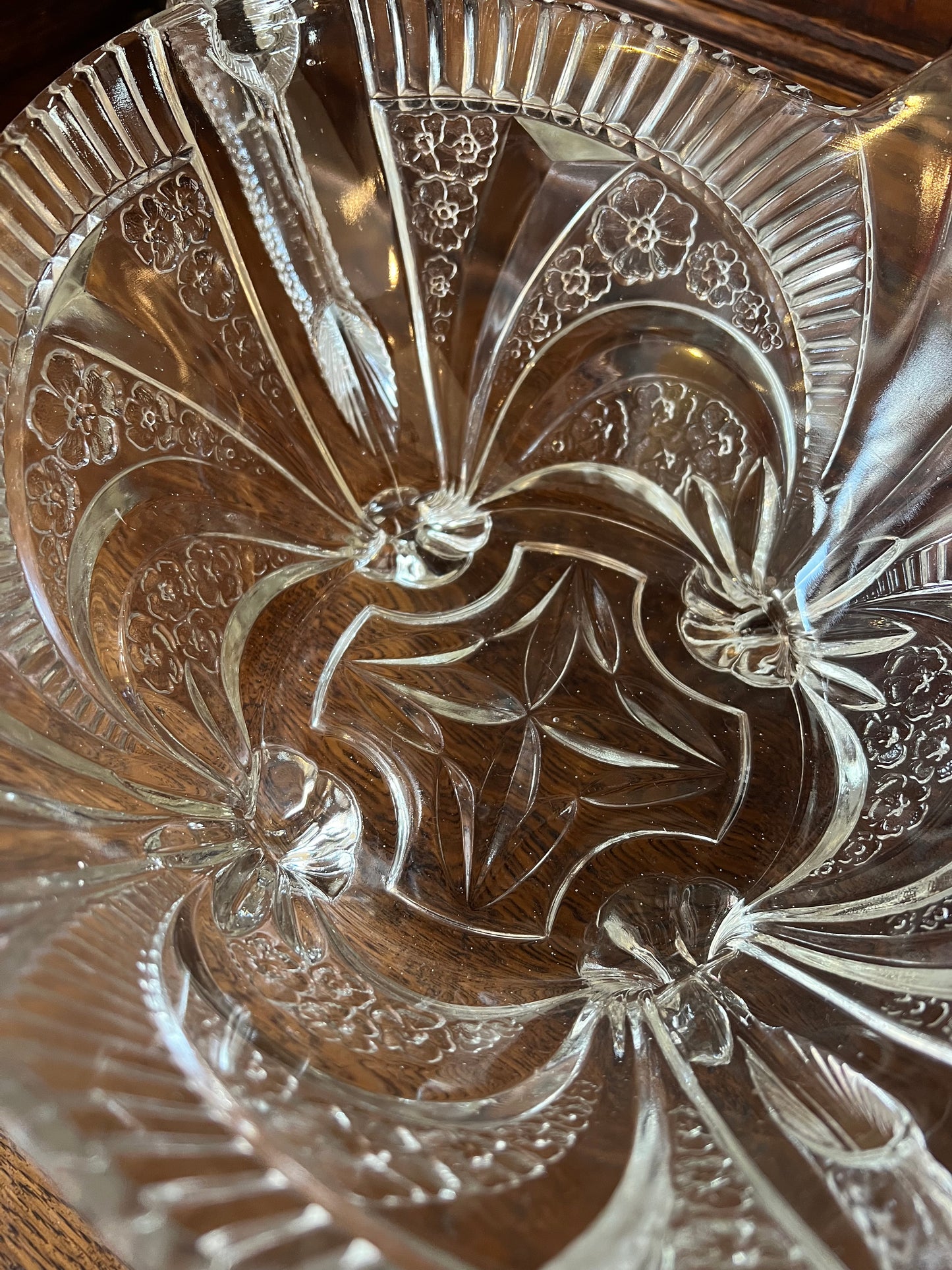 Vintage Art Deco Serpent Japanese Glass Bowl Centrepiece with Handles