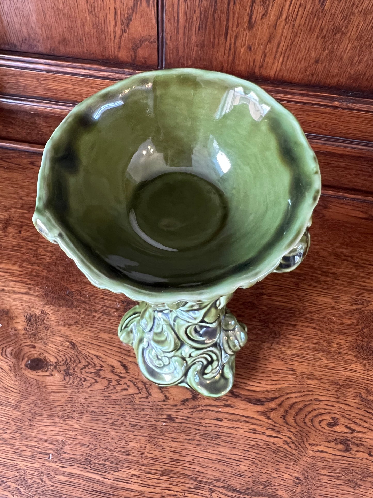 Art Deco Style Figurine Lady with Tea Light Holder / Soap Dish Green Ornament