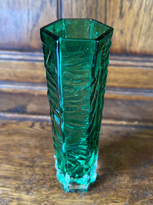 Small Green Decorative Glass Bud Vase