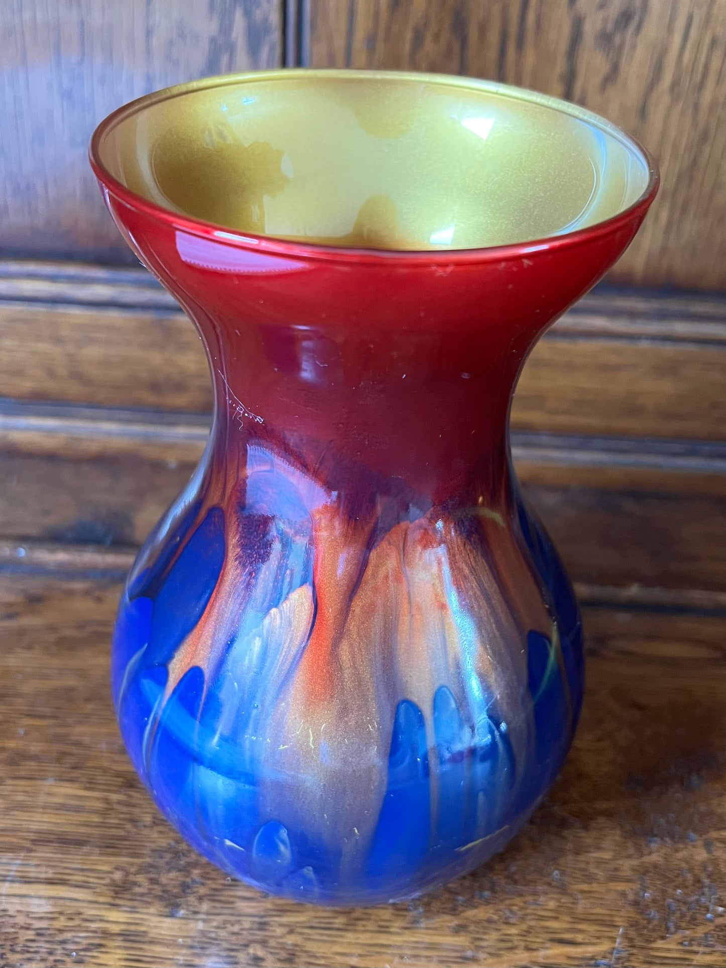 Red and Blue Decorative Vase Handmade in Germany Mouthblown - Ambiente Zwiesel