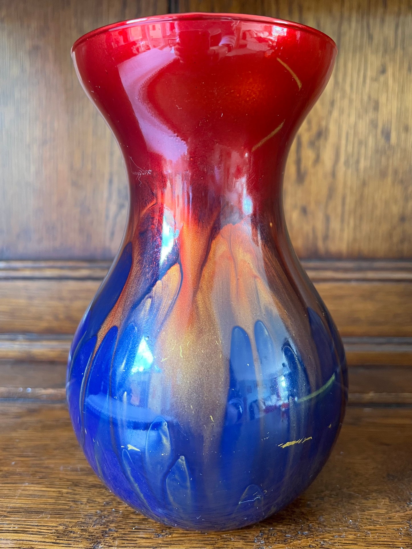 Red and Blue Decorative Vase Handmade in Germany Mouthblown - Ambiente Zwiesel