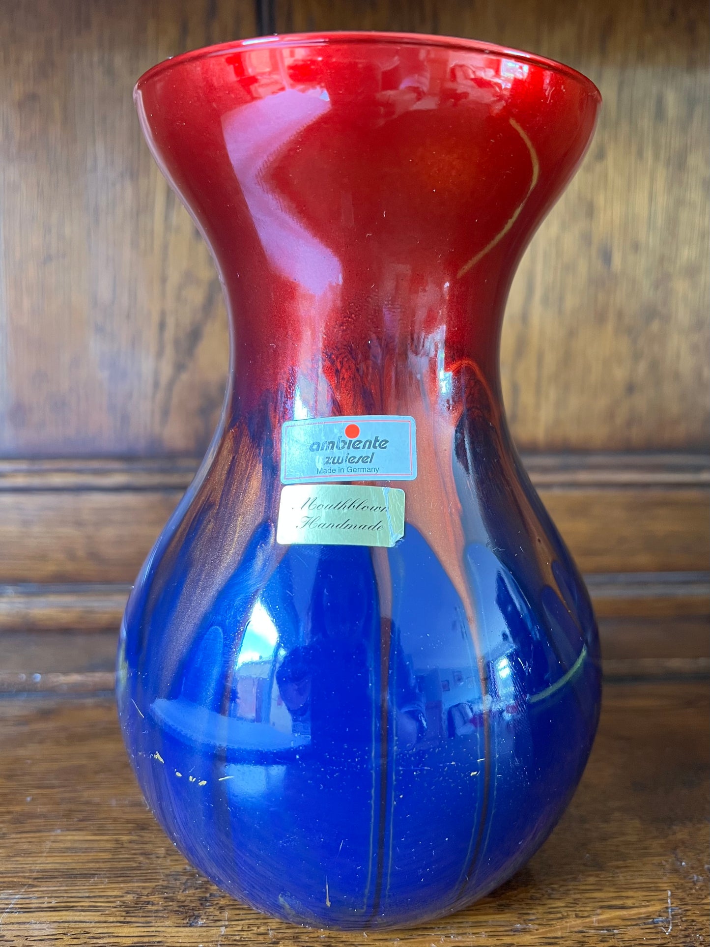 Red and Blue Decorative Vase Handmade in Germany Mouthblown - Ambiente Zwiesel