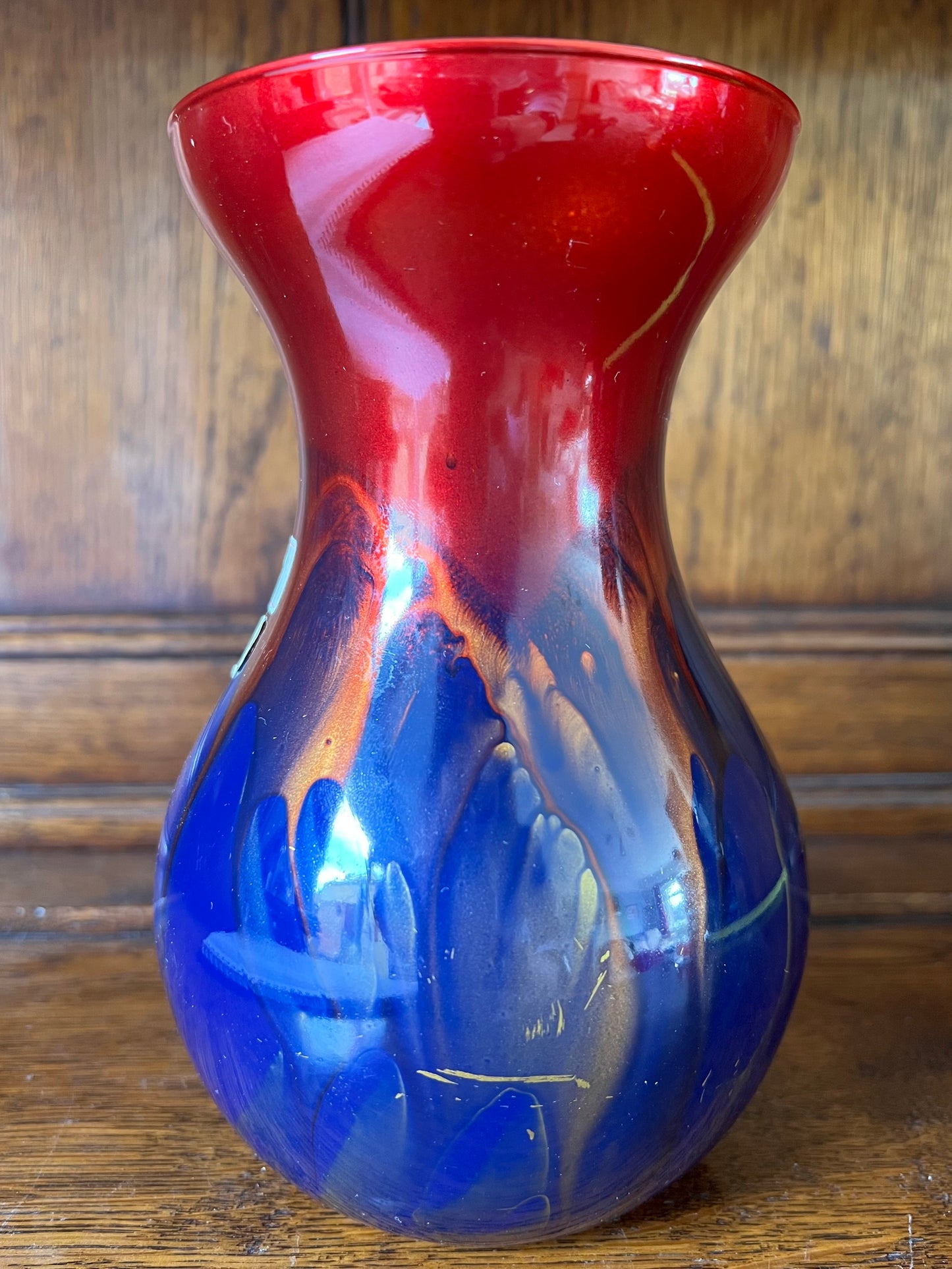 Red and Blue Decorative Vase Handmade in Germany Mouthblown - Ambiente Zwiesel