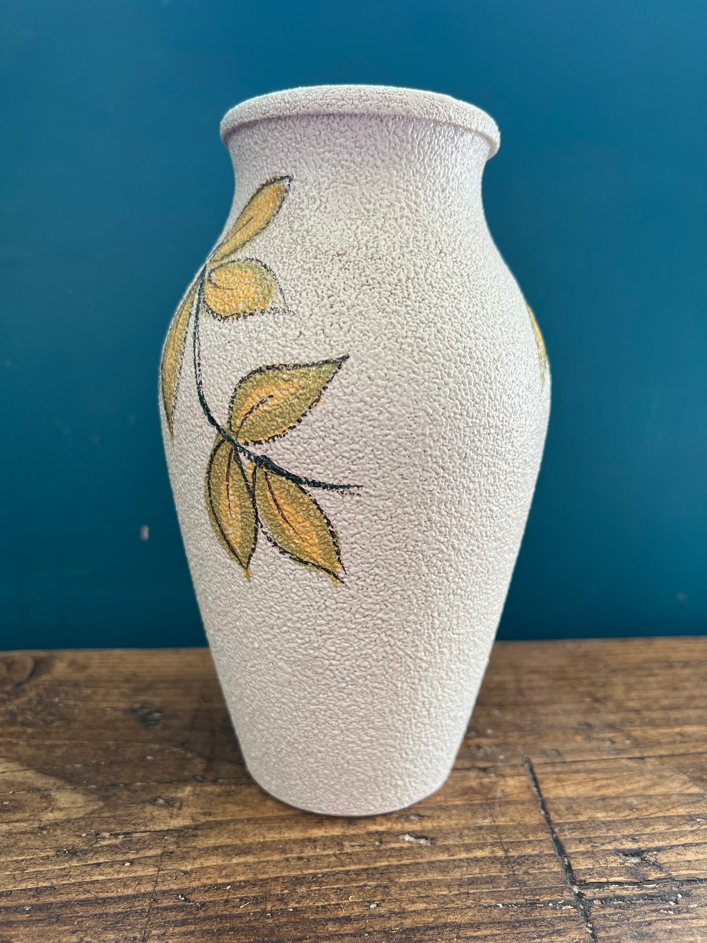 Beige and Floral Painted Vase