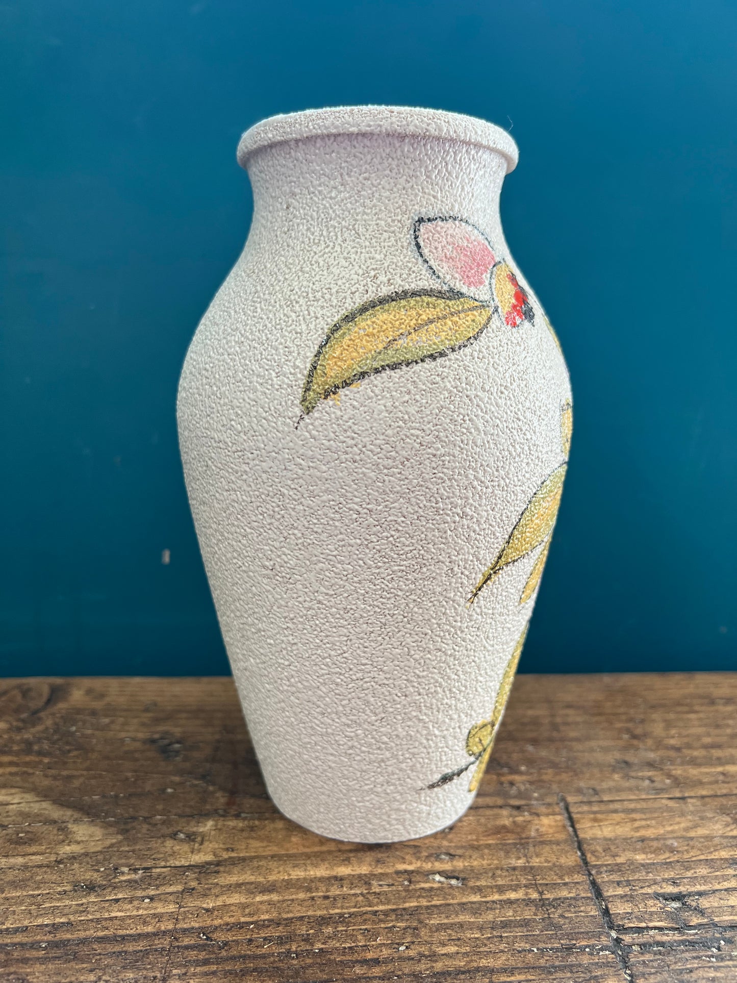 Beige and Floral Painted Vase