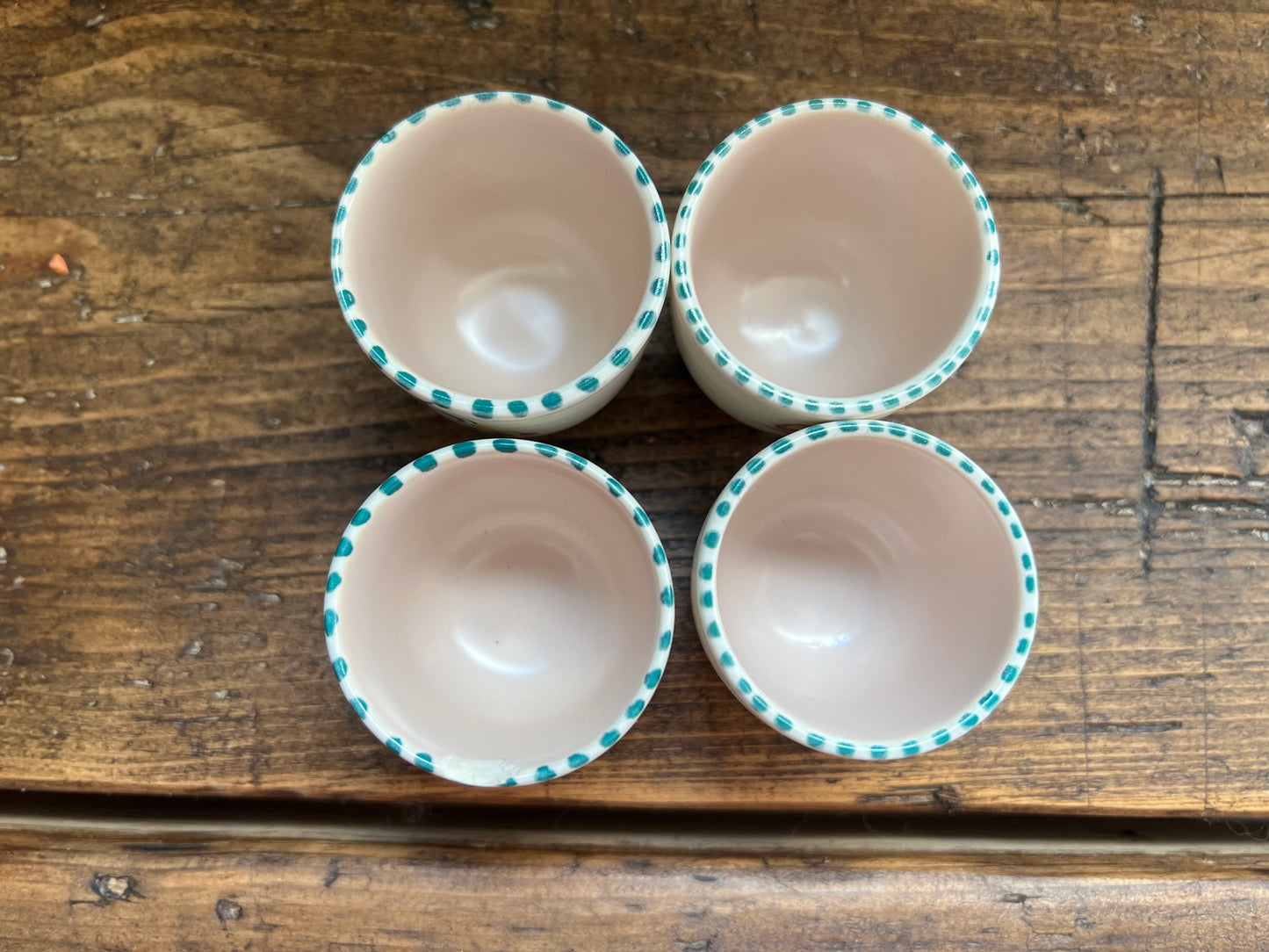 Vintage Poole Pottery Hand Painted Egg Cups and Saucer