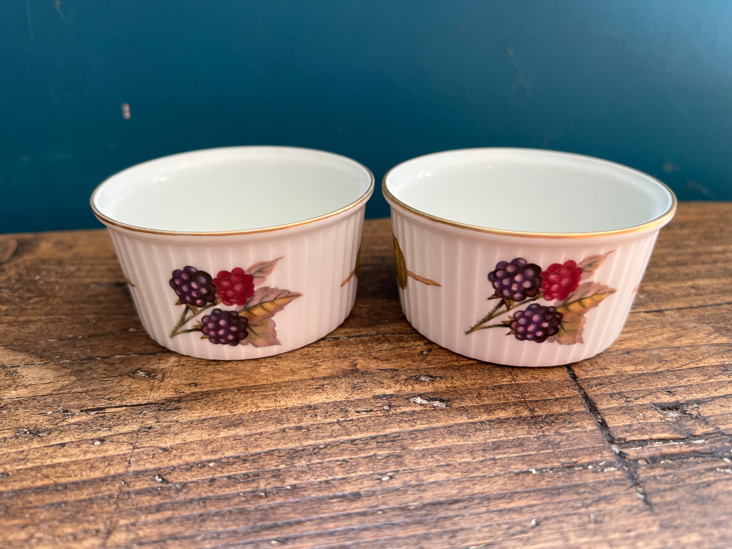 Pair of Vintage Royal Worcester Evesham Porcelain Ramekins