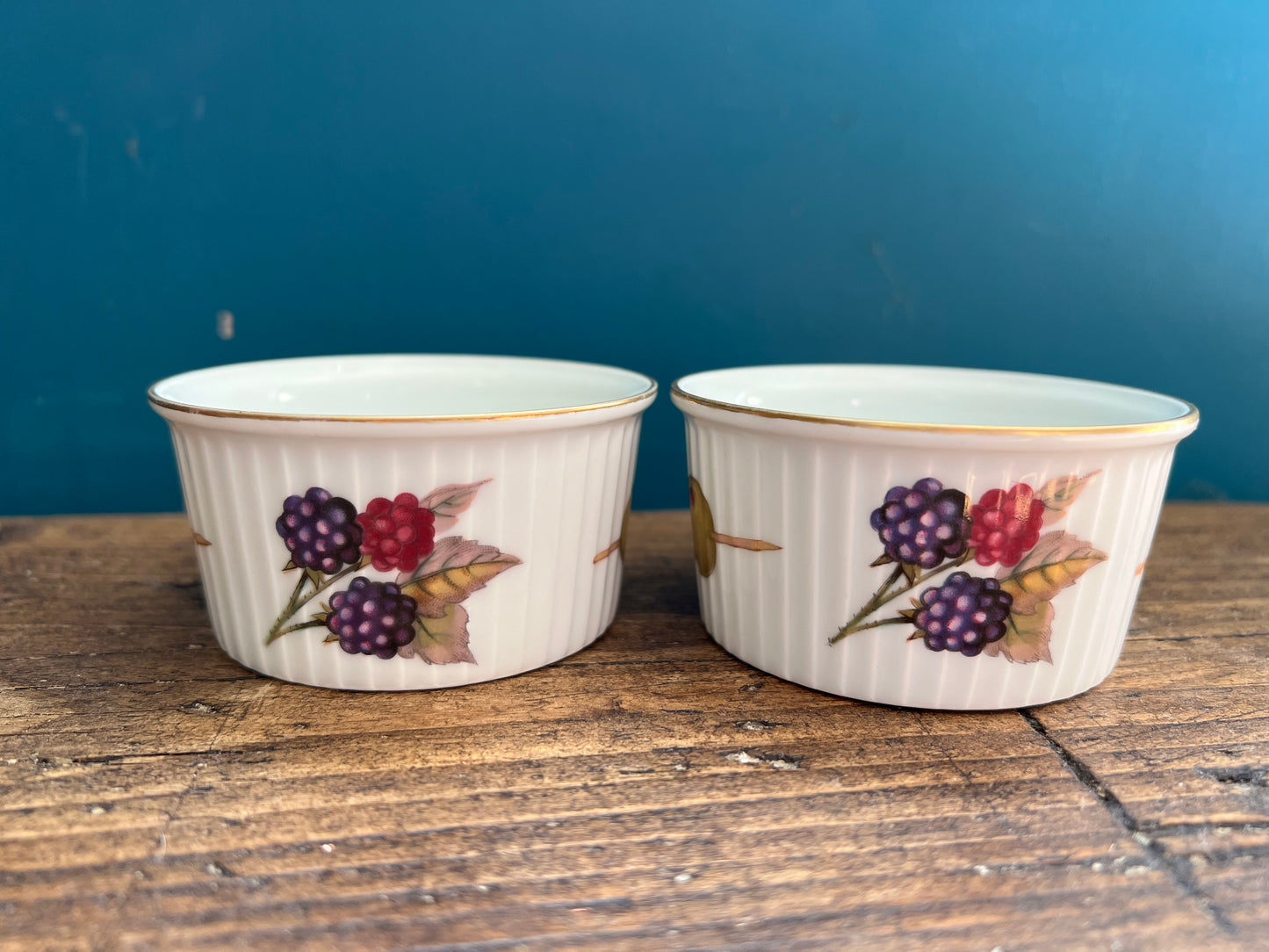 Pair of Vintage Royal Worcester Evesham Porcelain Ramekins