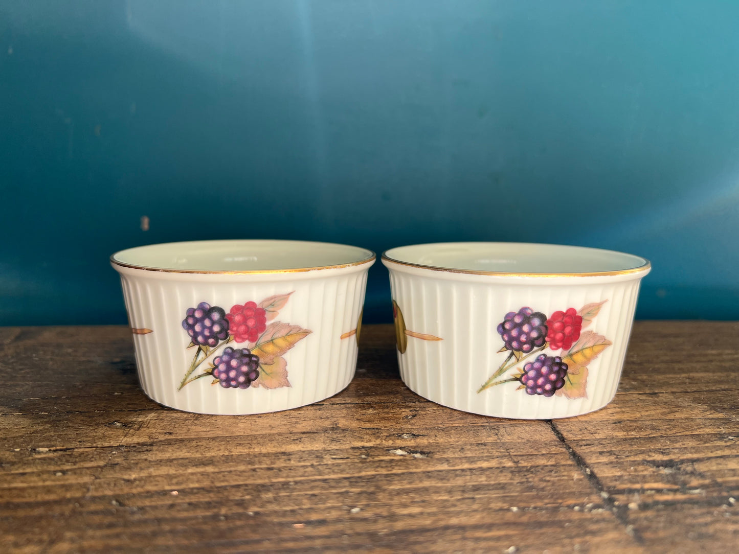 Pair of Vintage Royal Worcester Evesham Porcelain Ramekins