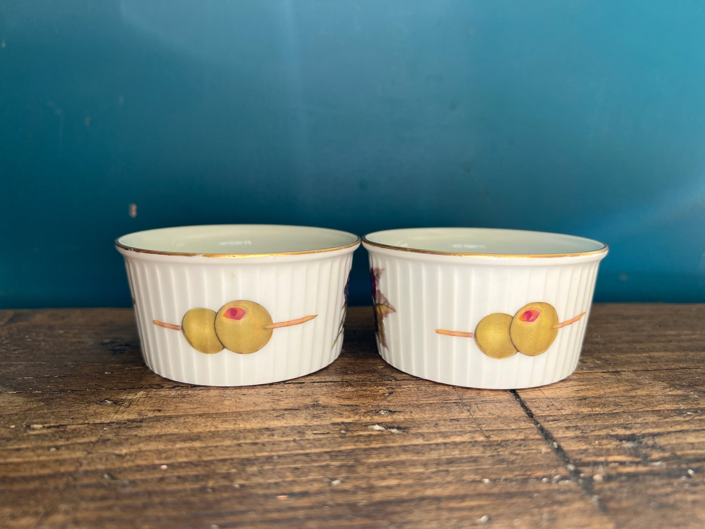 Pair of Vintage Royal Worcester Evesham Porcelain Ramekins