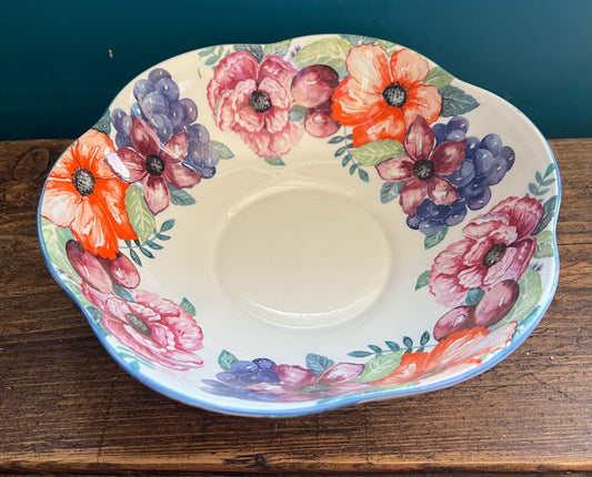 Rare Vintage Queen's Fine Bone China Fresco Floral Bowl Dish Fruit Crownford