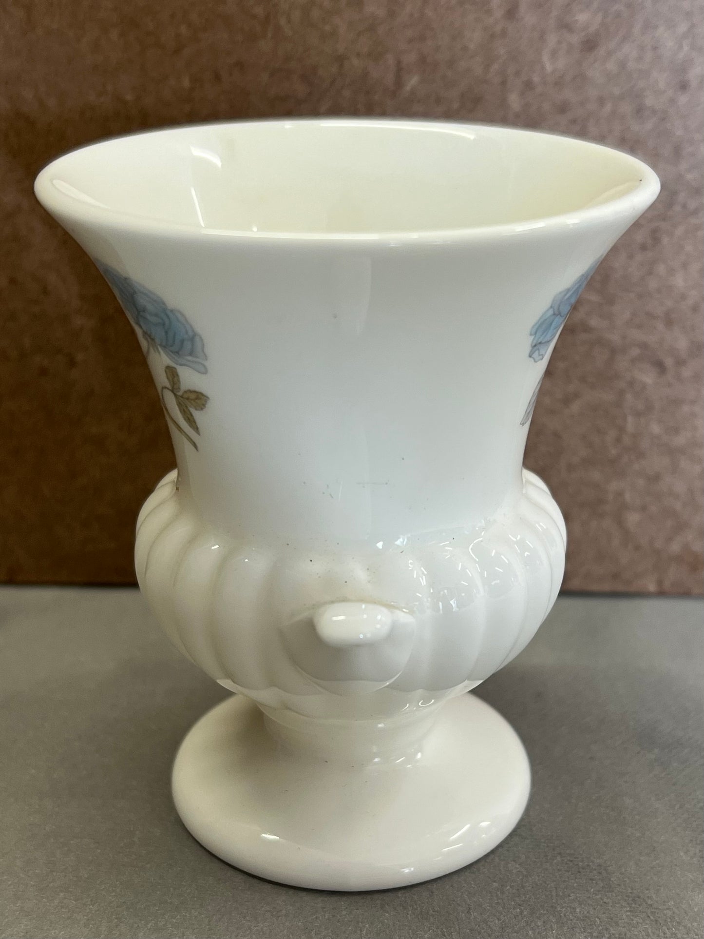 Wedgwood Bone China Urn Shaped Mini Bud Vase Ice Rose Blue Floral