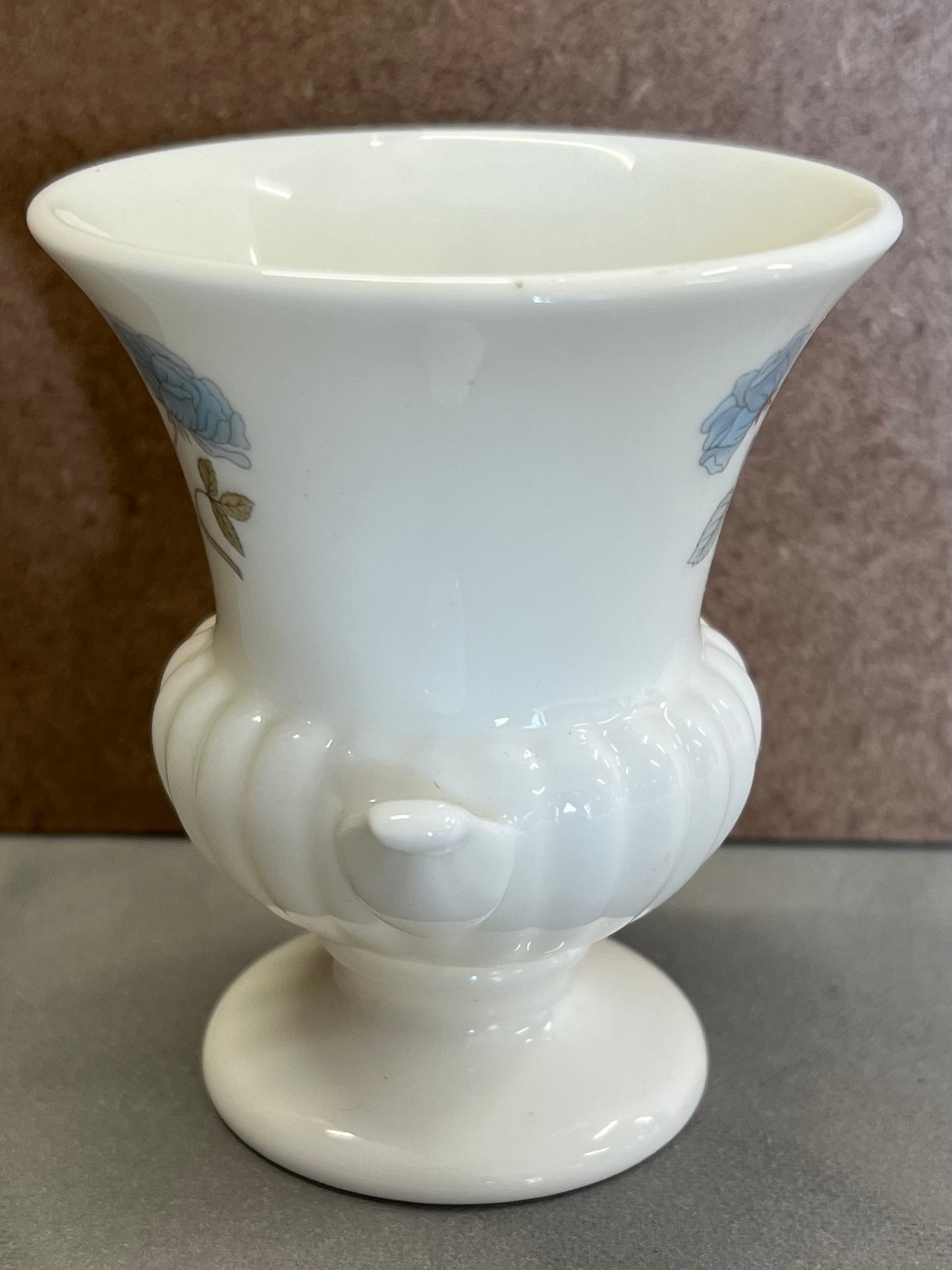 Wedgwood Bone China Urn Shaped Mini Bud Vase Ice Rose Blue Floral