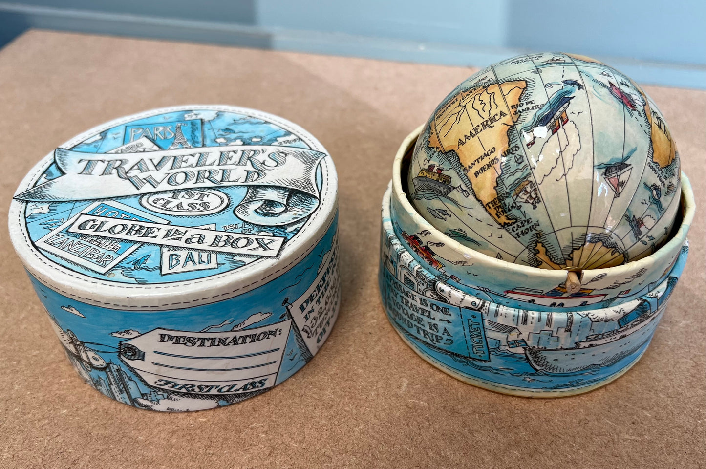 Vintage Traveler's World Globe in a Box Collectible Gift Present