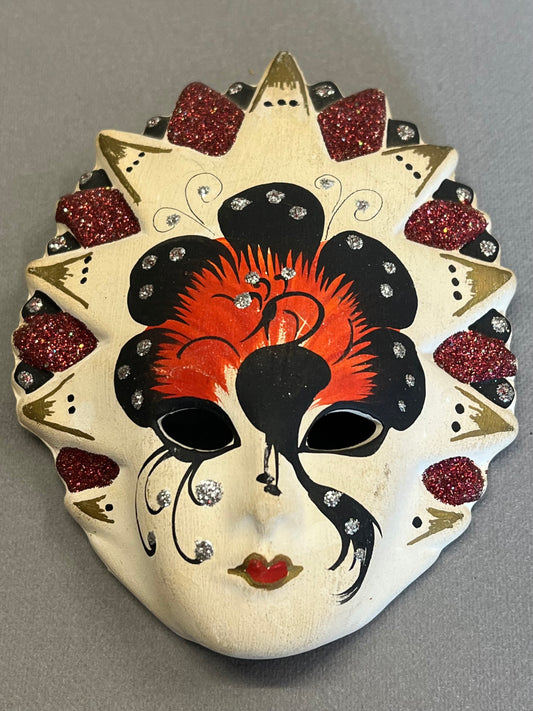 Small Vintage Hand Painted Masquerade Decorative Wall Hanging Mask