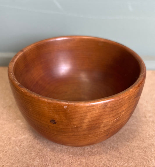 Small Wooden Treen Bowl Light Brown Shiny Woodenware